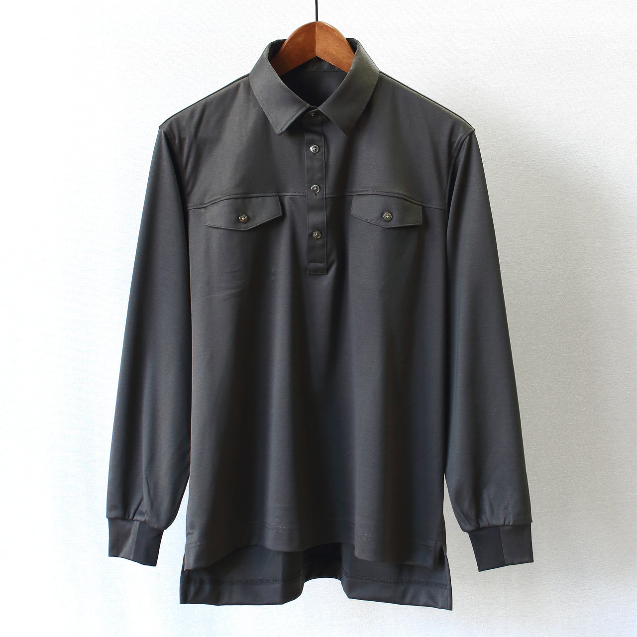 [480808] 88/2 Double Mercerized Supima Cotton Flap Pocket Long Sleeve Interlock Shirt