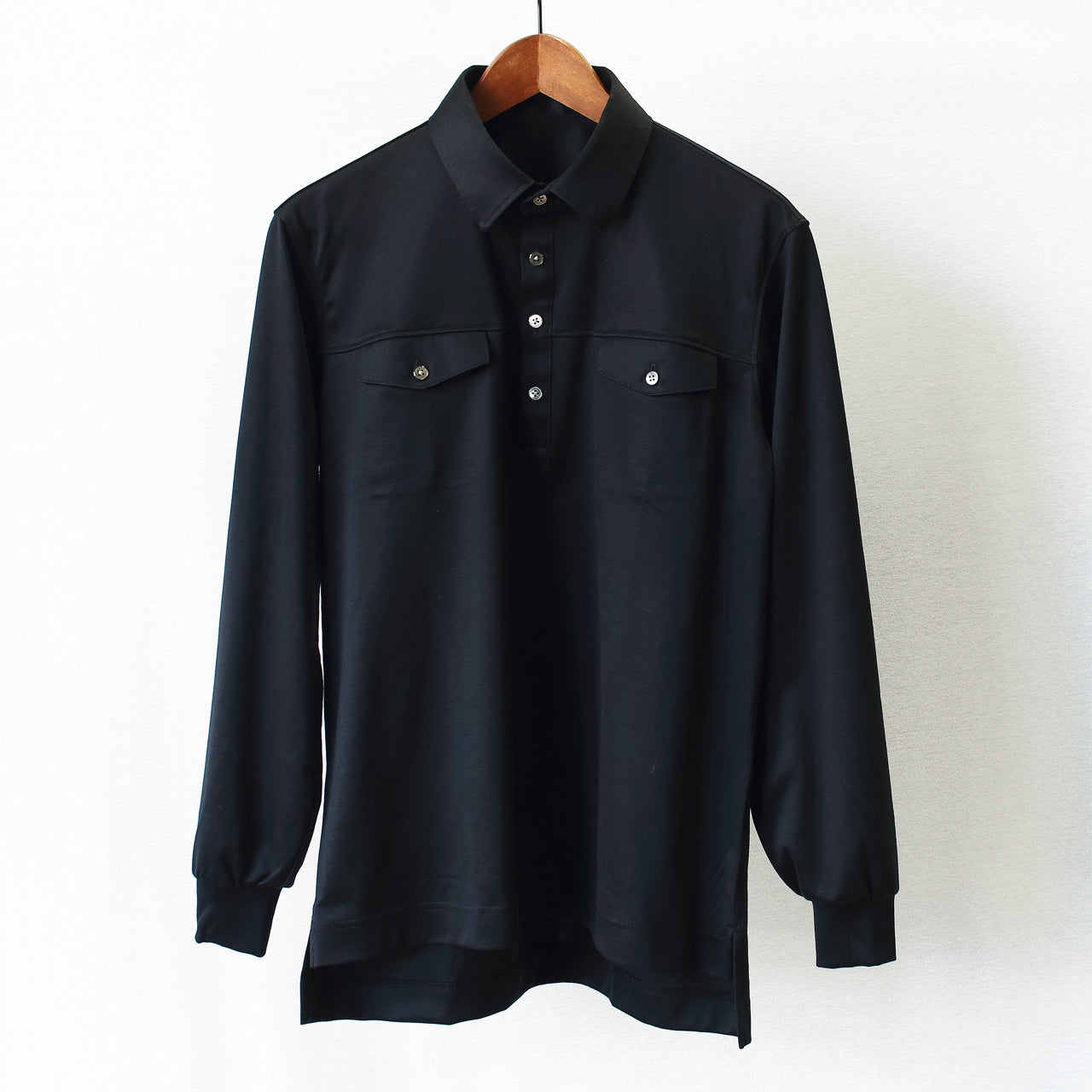[480808] 88/2 Double Mercerized Supima Cotton Flap Pocket Long Sleeve Interlock Shirt