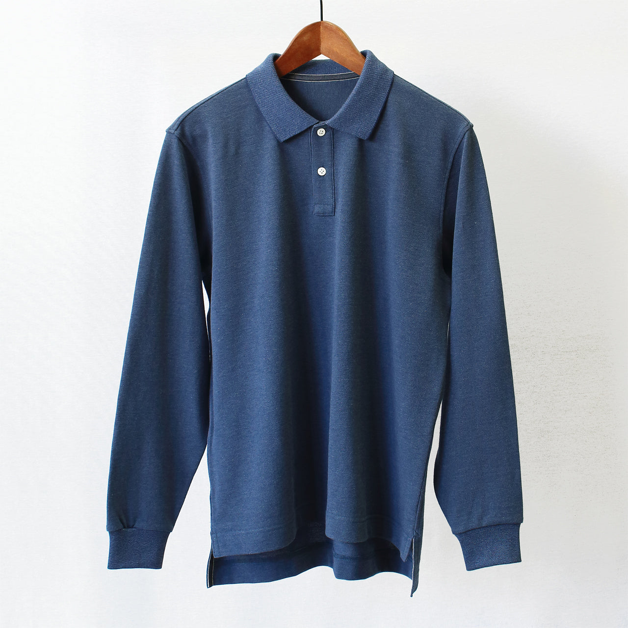 [480803] 40/2 Suvin Gold Cotton Long Sleeve Pique Polo Shirt