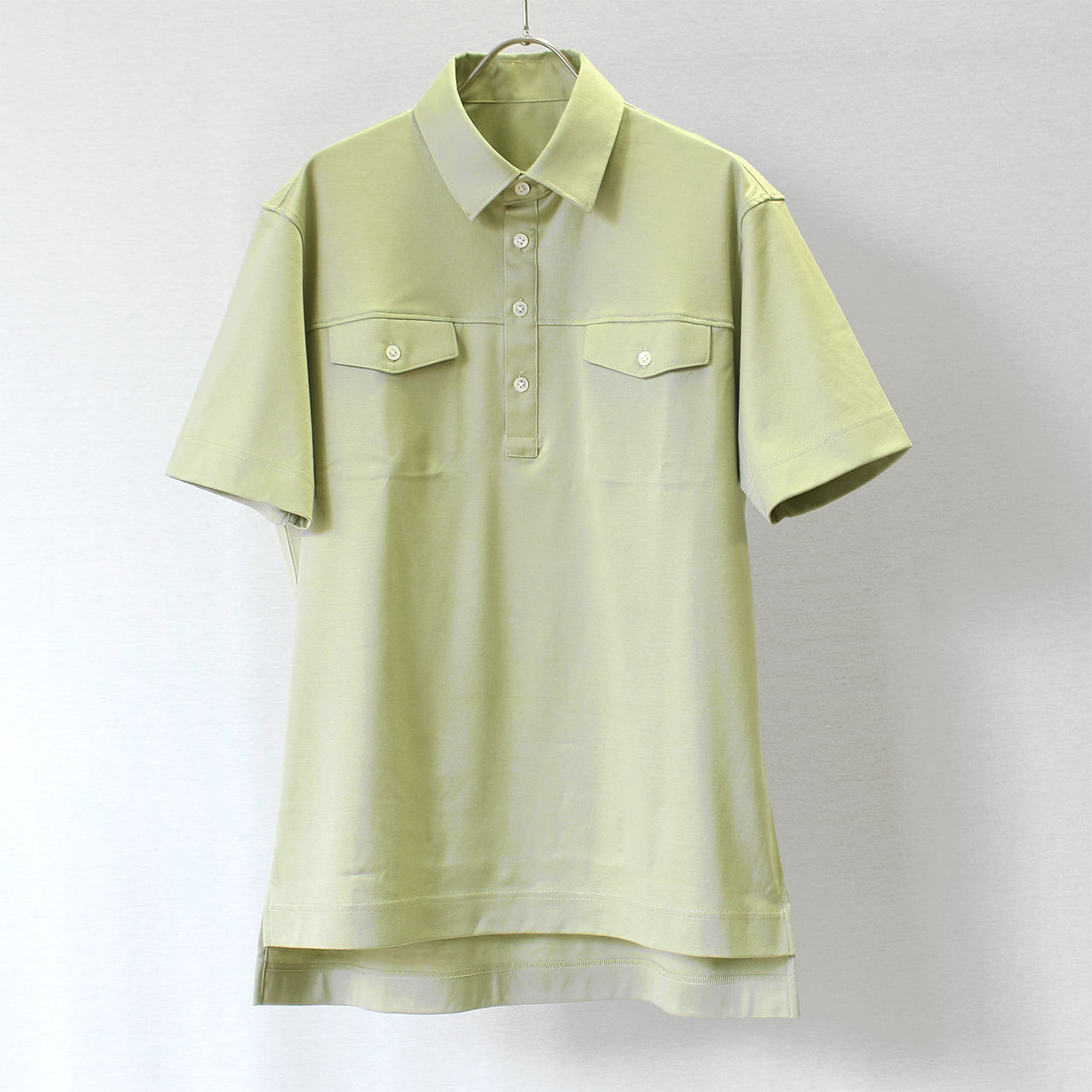 [480807] 88/2スーピマコットン ダブルシルケット スムース フラップポケットシャツ（半袖）